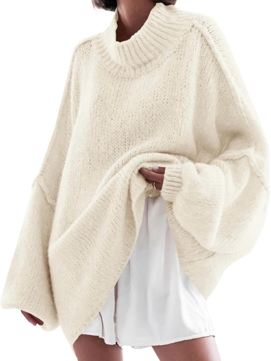 Sweaters - Cozy Oversized Cream mock neck Sweater